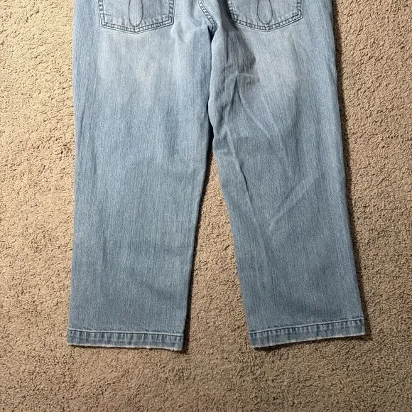 Calvin Klein Women's Light Wash Capri Wide Jeans High Rise Stretch Denim Y2K 14 - Picture 8 of 11